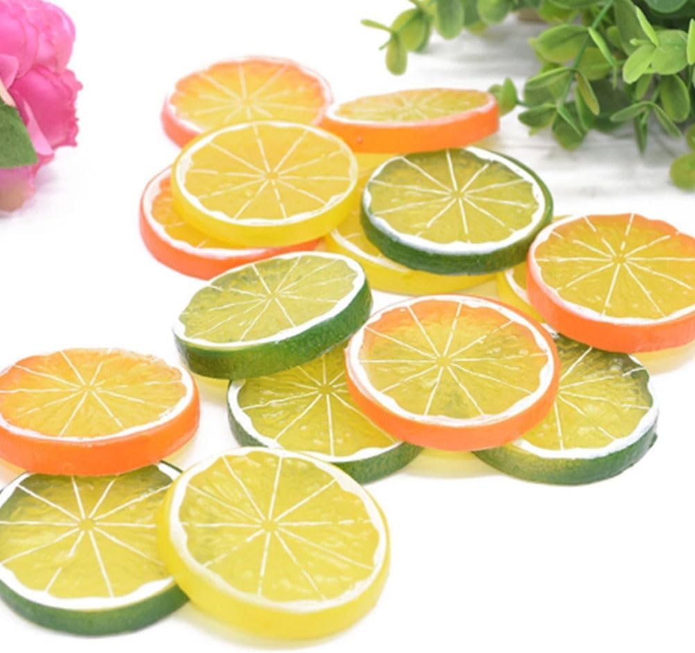 Alipis Fake Plastic Lemon Slices: 120 Pcs Artificial Simulation Fruit Lemon Slices for Party Home Kitchen Restaurant Halloween Christmas Decoration