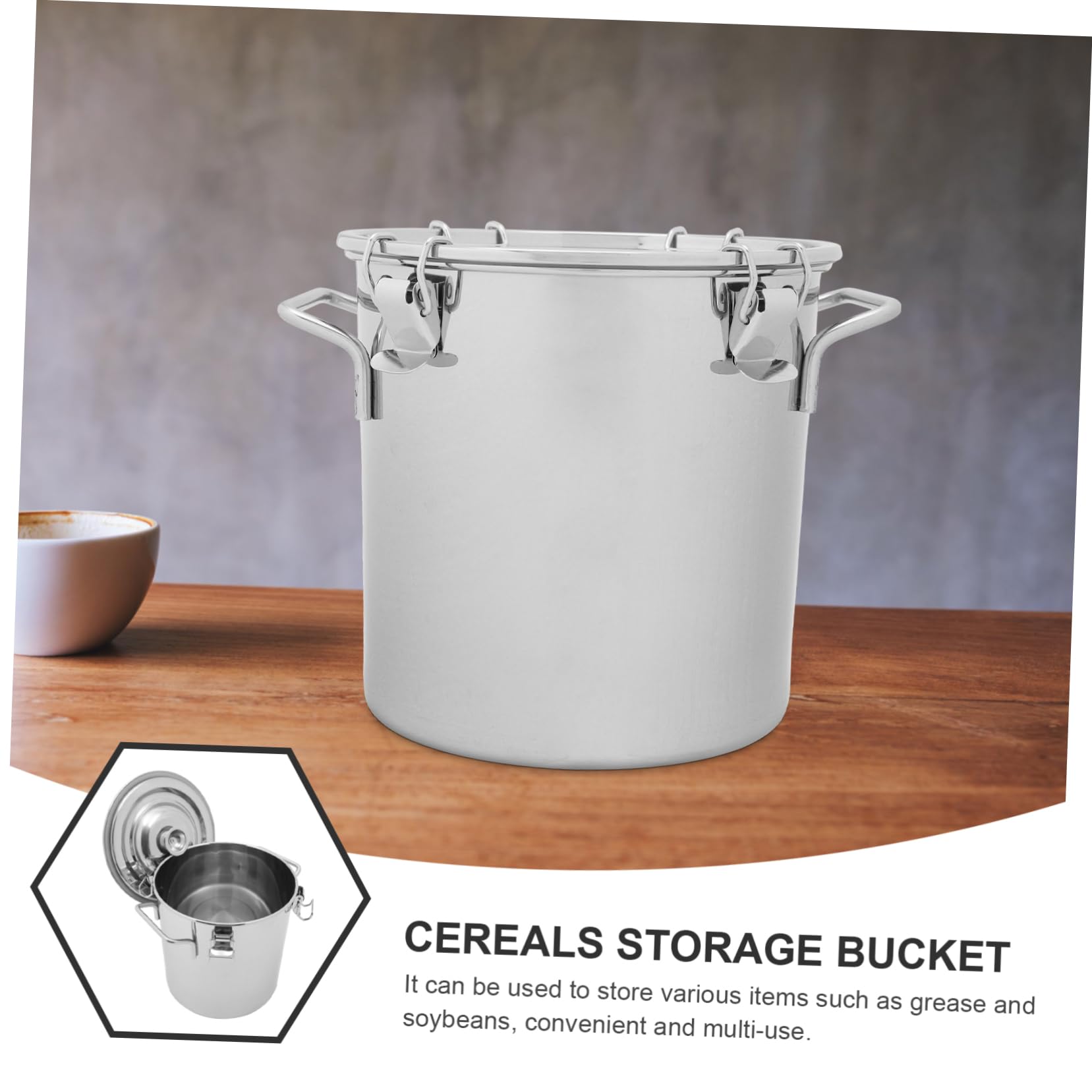 DECHOUS Edelstahl Aufbewahrungseimer 6l Silber mit Latch Lock für Küche