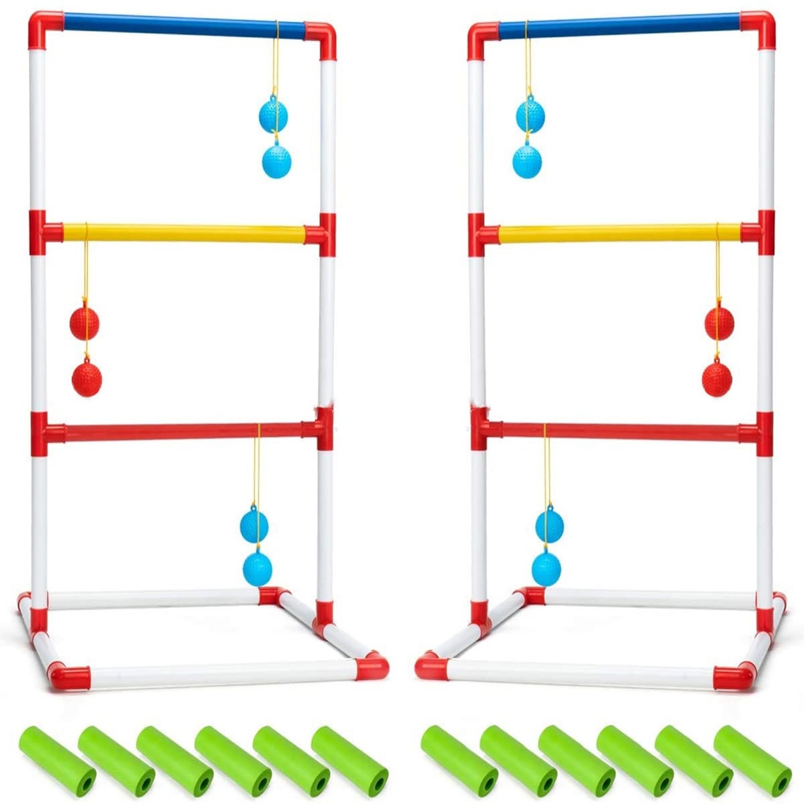 THE WHITE SHOP Premium Ladder Toss Outdoor Game Set with 6 Bolo Balls, Travel Carrying Case and Score Trackers -Can be used on water- Choose Between Standard and Giant Size Sets