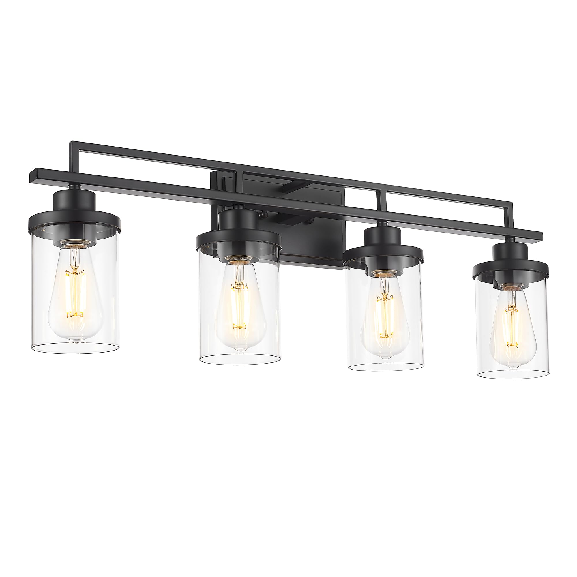 Emliviar 4 Light Vanity Lights Over Mirror with Clear Glass, 29.3" Matte Black Bathroom Vanity Lighting for Living Room, YCE238B-4W BK
