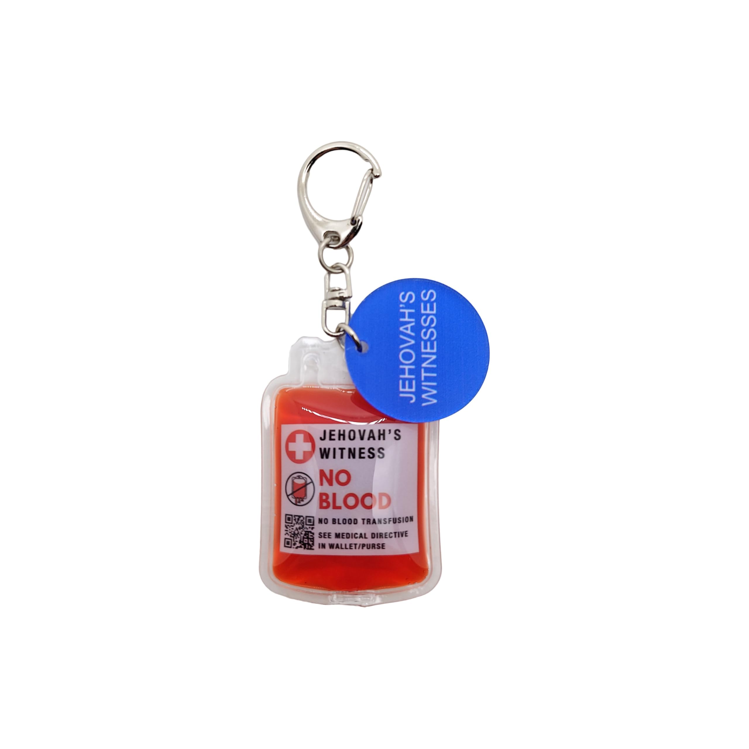 ASVP Shop Jehovah's Witness No Blood Transfusion Key Chain, Ministry Supplies for JW Gifts, Multicolor, 1 Pack Of