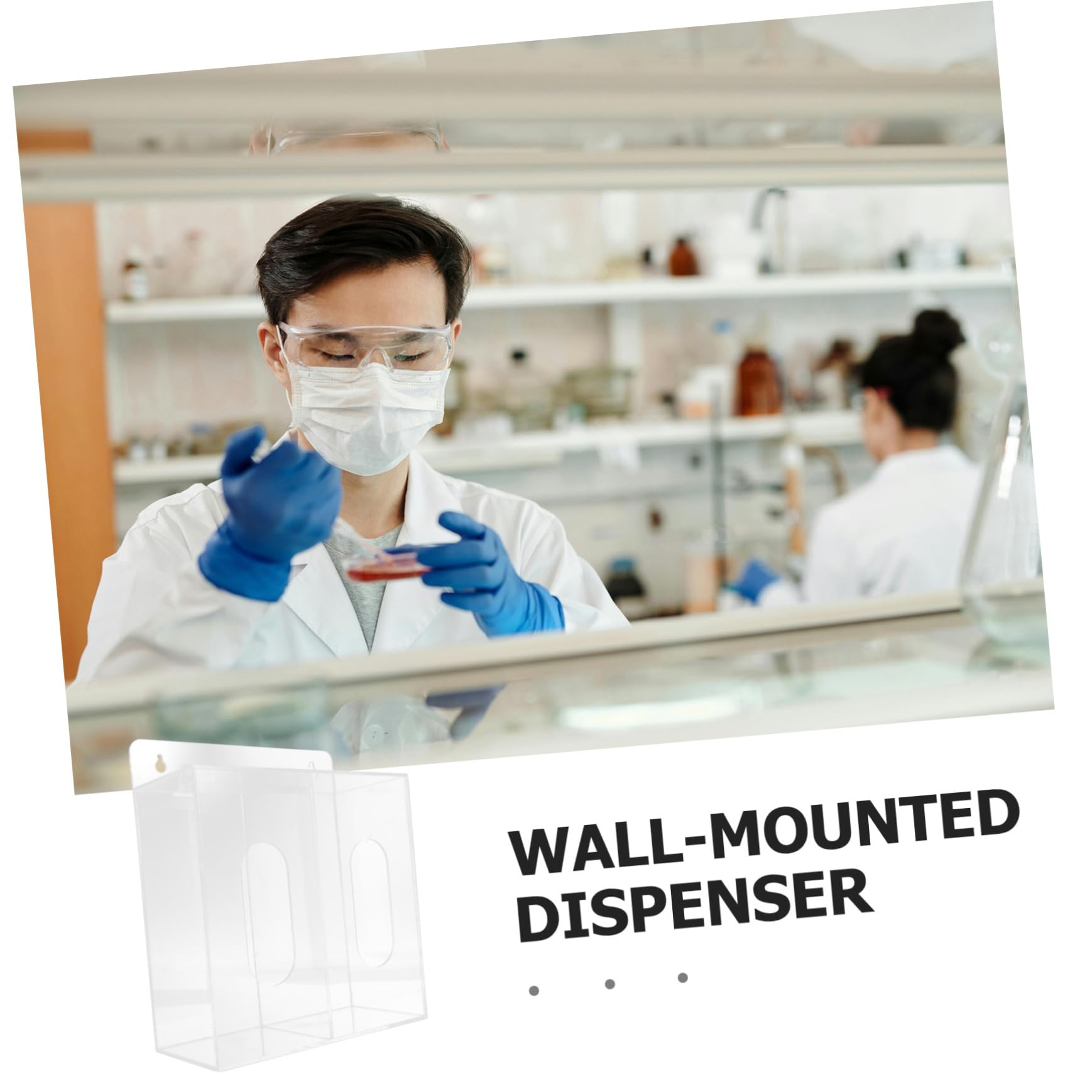 Ciieeo Distributeur Design Gain de Place avec Deux Compartiments Mural en Acrylique de Moufles pour Laboratoires et Environnements Professionnels