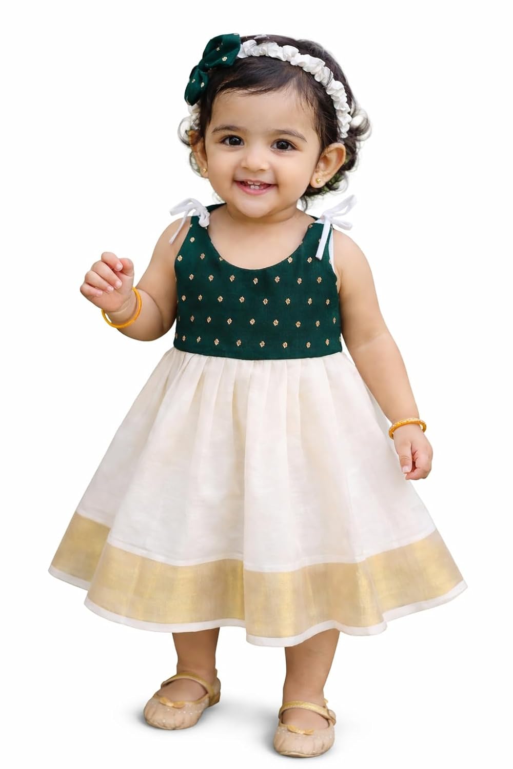 NEW PETAL Traditional Kerala kasavu onam vishu Dress with Hairband with Bow|Handcrafted Embroidery|Sleeveless|Soft & Comfo... - Review, Price and Buying Guide
