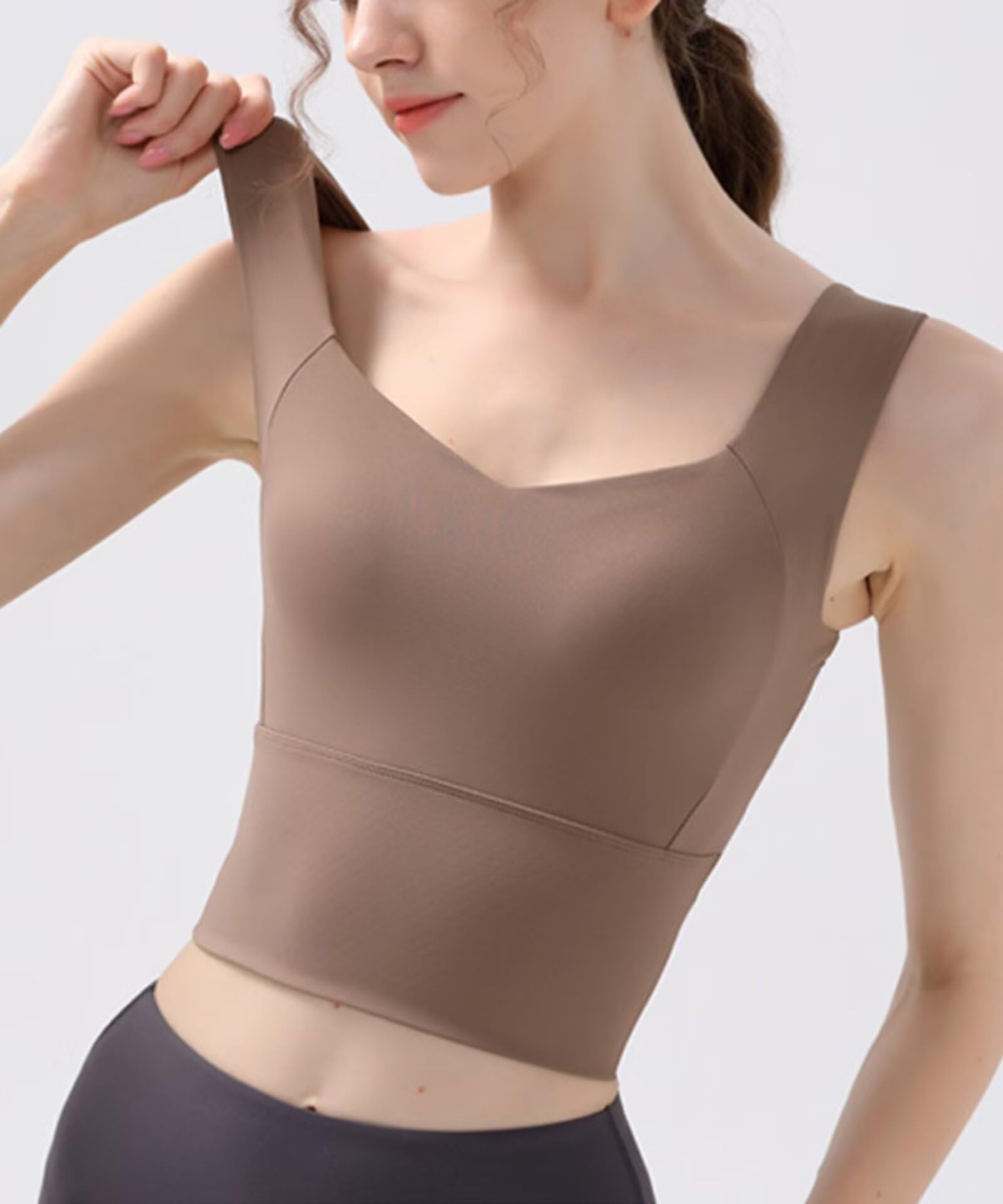 Rivccku Canotta da Donna per Yoga Fitness Sportiva Traspirante Canotta Senza Maniche con Reggiseno Incorporato
