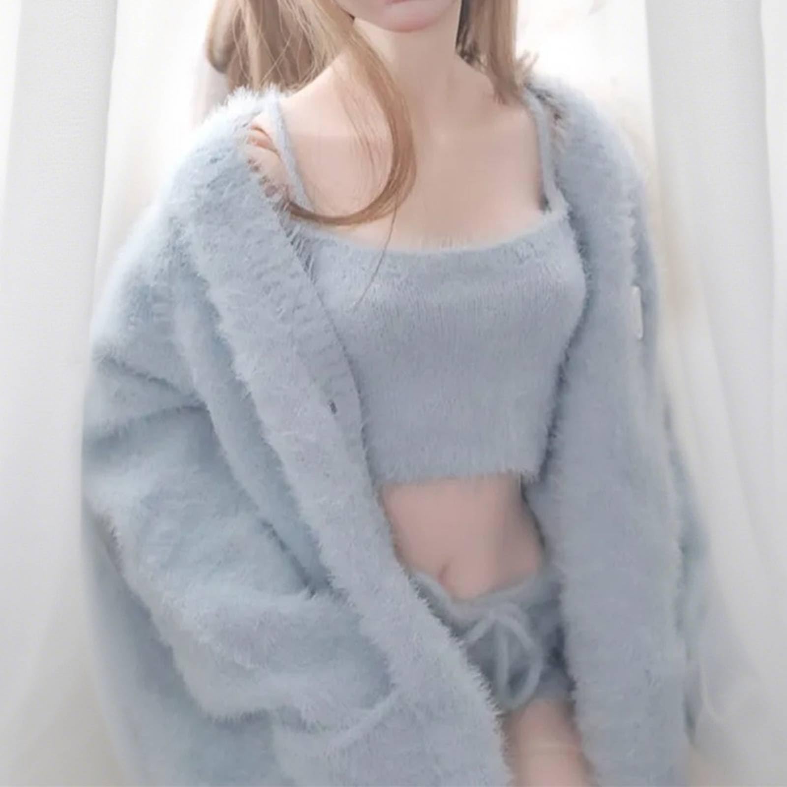 Qianly Ropa Muñeca a Mano Esponjoso para Exhibición , Azul Cielo