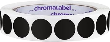 ChromaLabel Black Dot Stickers, 3/4 Inch, 1000/Roll | Semi-gloss paper circle labels with permanent adhesive for offices, retail, classrooms, and warehouses. Made in USA