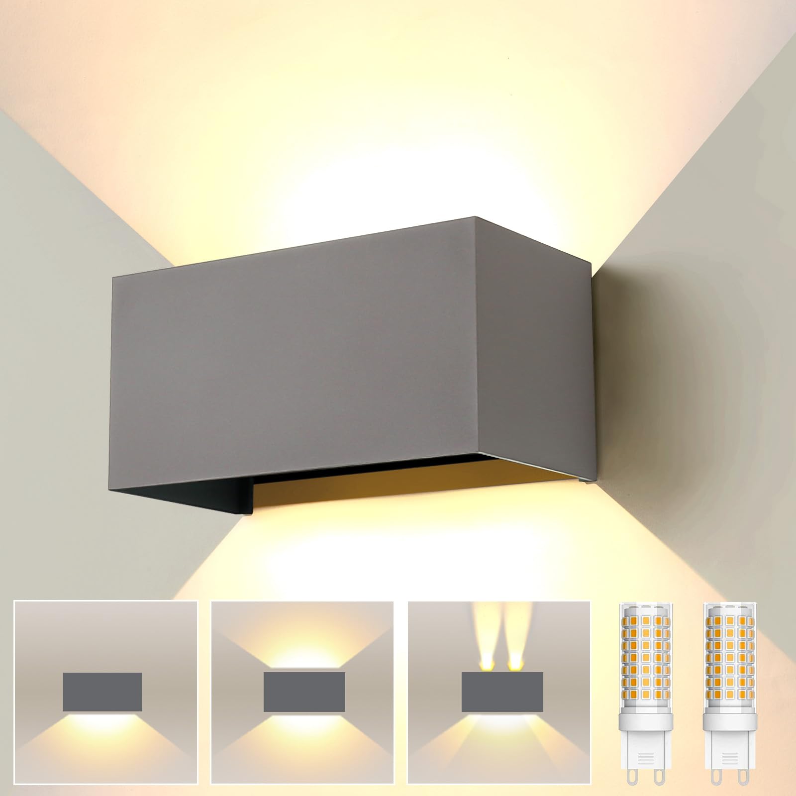 ENCOFT 24W LED Lampada da parete Esterno Interno, Lampadina Sostituibile G9