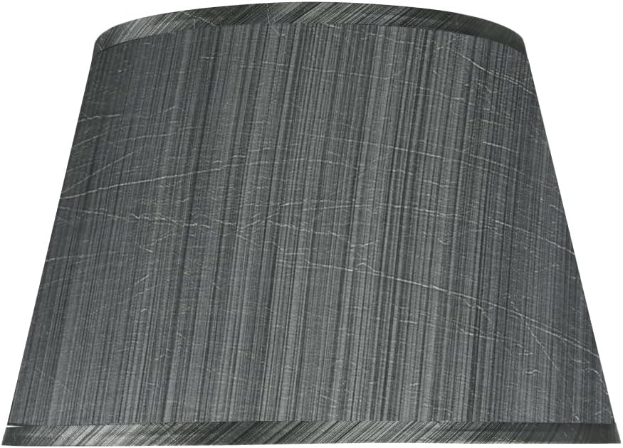 Aspen Creative 58801 Empire Uno Lamp Shade in Grey with Black Striped Pattern, 10" Top x 14" Bottom x 9-1/2" Slant Height, Slip UNO 33mm