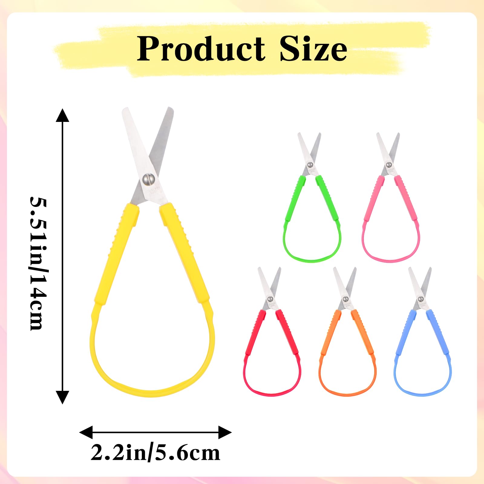 6 Pack Loop Scissors — Self-Opening, Adaptive Design For Kids & Adults — Easy-Grip, Safety Rounded Tips - View #4