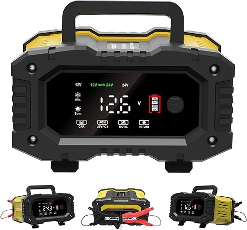 Miniatura 4 de Cargador de batería de coche de 10 amperios, LiFePO4plomo-ácido de 12 V y 24 V (AGMGelSLA..) Cargador de batería automotriz, mantenedor de batería,