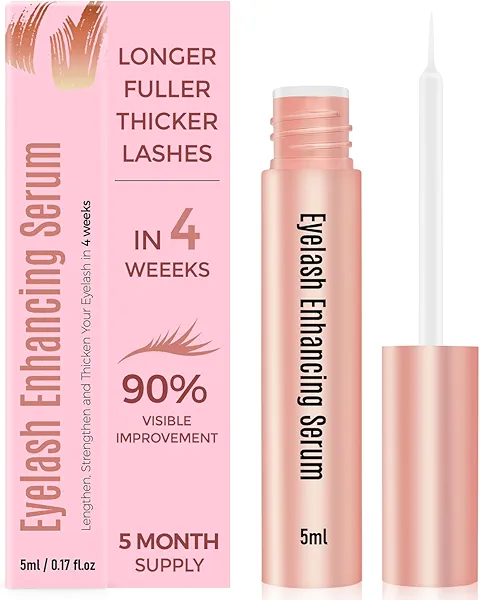 QAH Lash Serum Eyelash Serum | Peptides, Bitotin, Plant Extracts for Lash, Brow Growth | Get Longer, Thicker, Fuller Lashes, Mild for Sensitive Eyes 5 Months Supply(5ml)