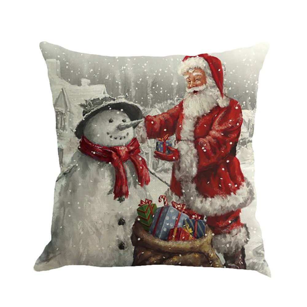 winsopee Cushion Cover Christmas Printing Dyeing Sofa Bed Home Decor Pillow Cover Pillow Protectors (A)
