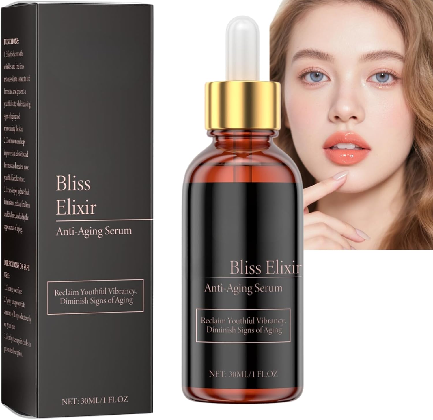 Facial Serum for Anti-Aging, Youth Bliss Elixir Wrinkle Serum with Peptides & Collagen Boost, Firming & Hydrating Skin Essence, Brightening Face Lifting Serum for Smooth Radiant Complexion (1pcs)