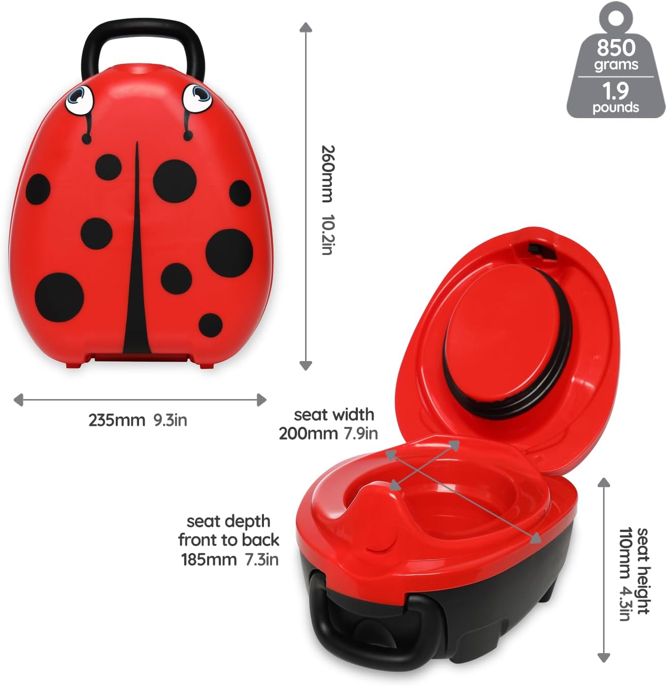 My Carry Potty - Ladybug Travel Potty, Award-Winning Portable Toddler Toilet Seat for Kids to Take Everywhere
