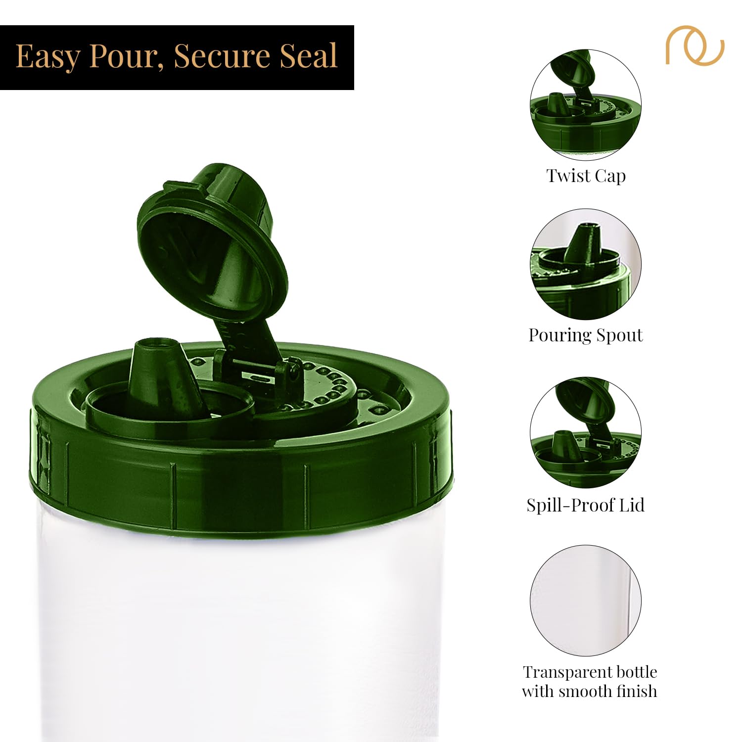 Frenchware Oil Dispenser Bottle Pack of 2, 1 L Each, Food Grade Plastic 1