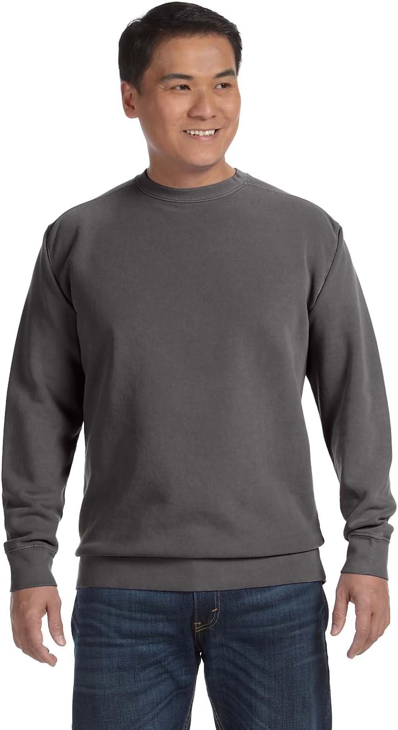 Garment-Dyed Fleece Crew, Pepper, S