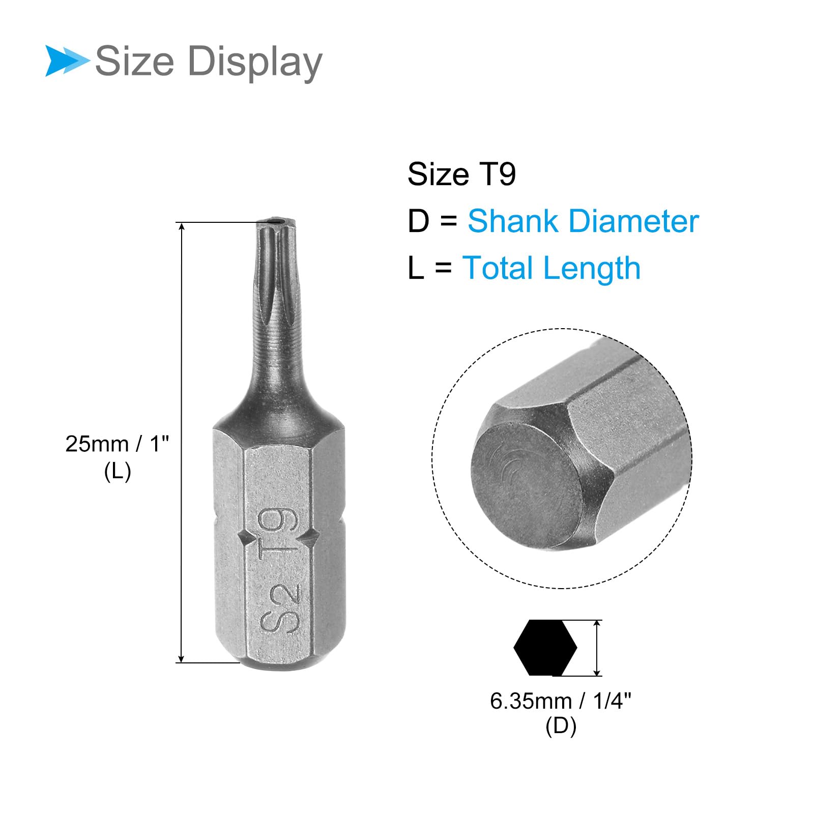 CoCud Torx Screwdriver Bits, 1/4" Hex Shank 25mm Long T9, Magnetic Screwdrivers Bit - (Applications: for Car Maintenance), 25-Pieces - Image 2
