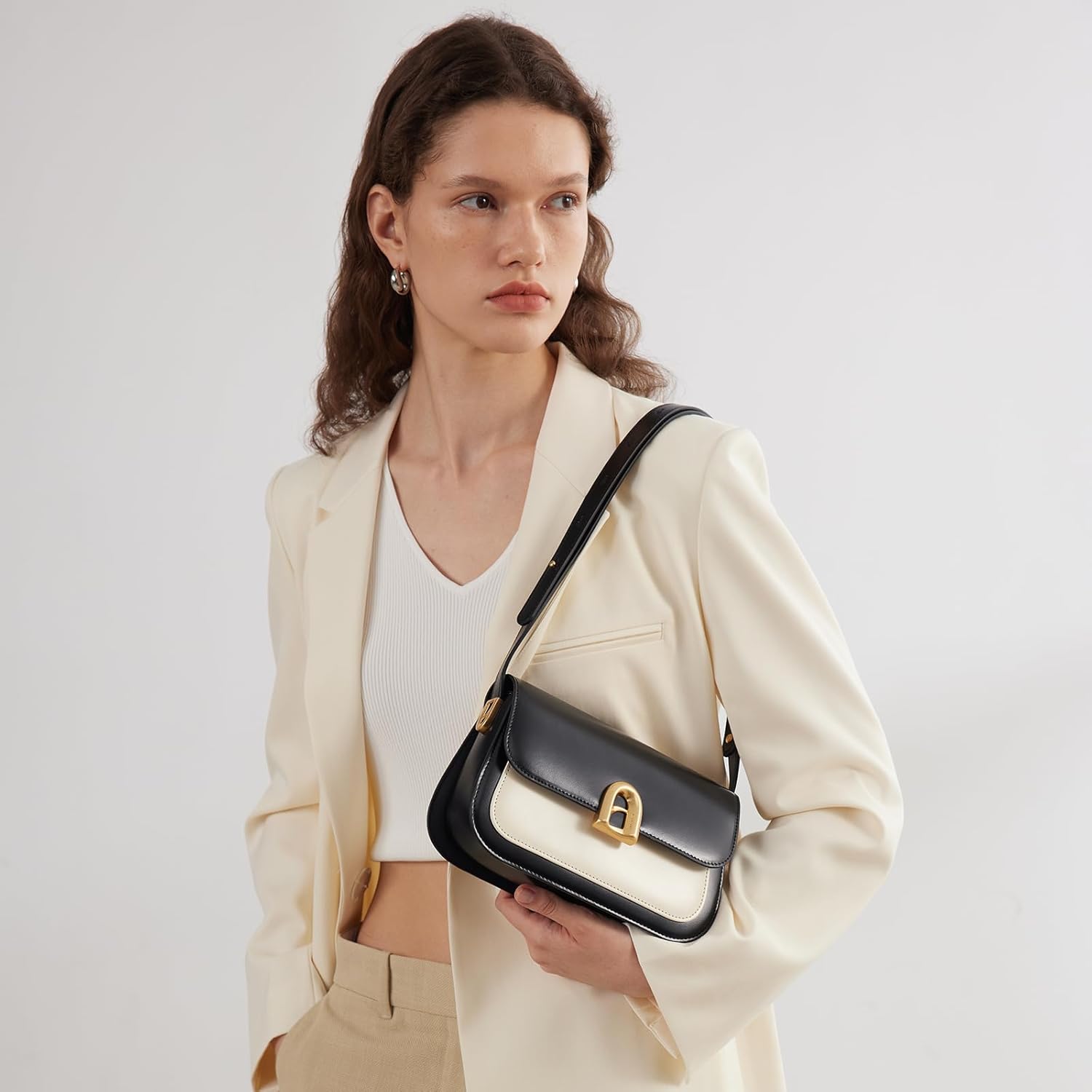 LA'FESTIN Genuine Leather Shoulder Purse for Women, Designer Handbag with Adjustable Strap, Going Out Crossbody Bag - Image 3