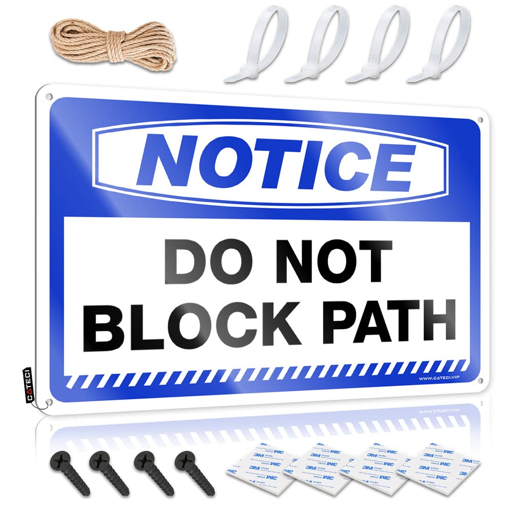HELIOFORGE Man Cave Sign Metal Sign Notice Do Not Block Path Tin Sign Funny Home Bar Signs Funny Patio Decor(30X40CM)
