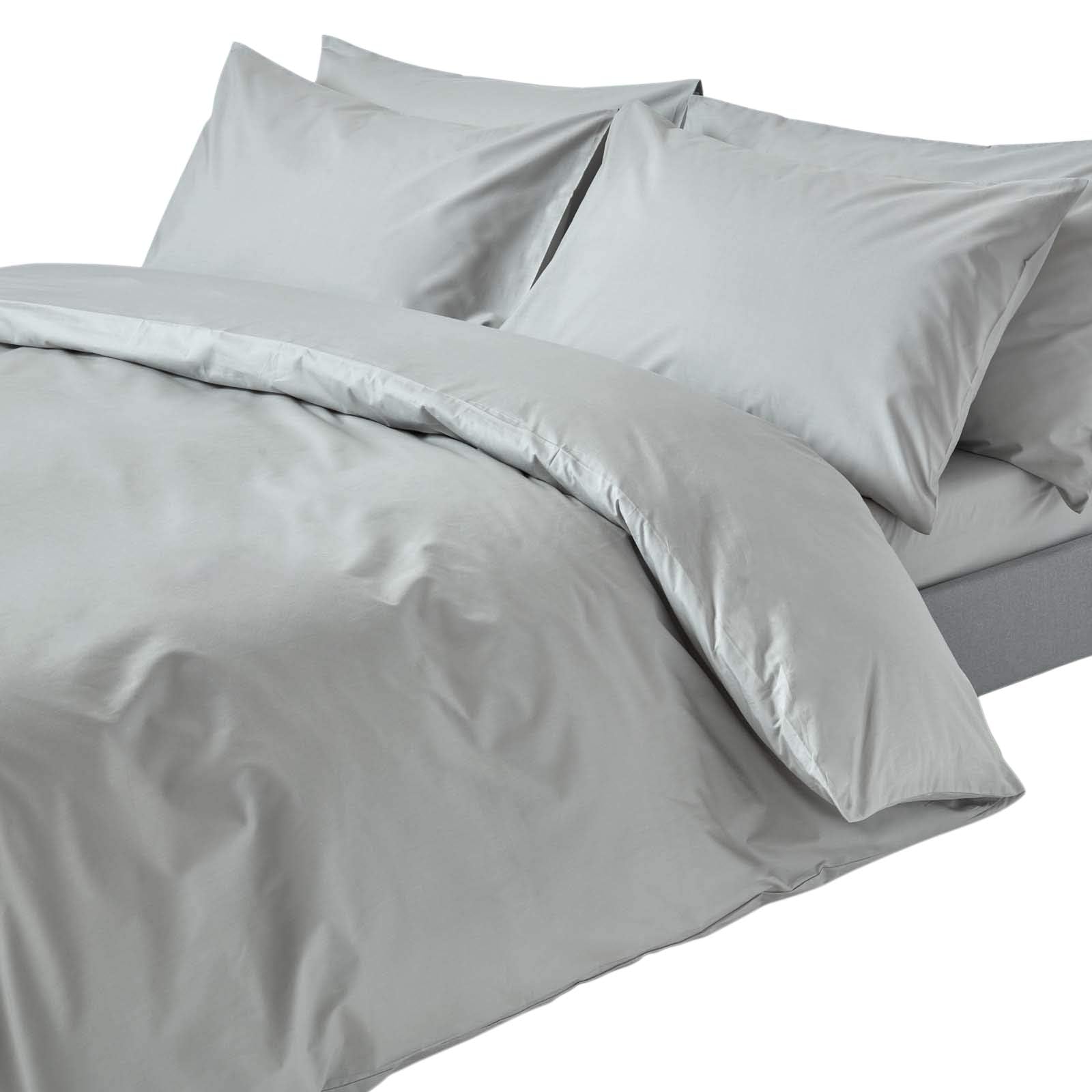 Homescapes Silver Grey Pure Egyptian Cotton Duvet Cover Set King Size 200 Tc 400 Thread Count Equivalent 2 Pillowcases Included Quilt Cover Bedding Set
