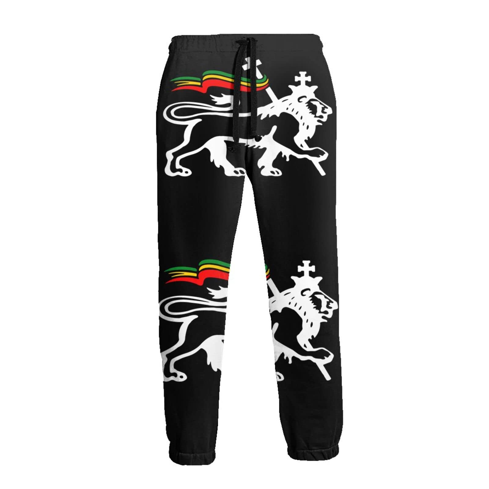 Ufuson Lion of Judah Rasta Flag Mens Sweatpants 3D Print Jogger Pants Casual Sportswear White