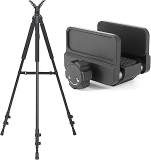 HUNTPAL 3-in-1 Hunting Tripod Stand Shooting Stick Gun Rifle Rest with Removable 360° Horizontal Rotation and 90° Swing Leg, Universal Gun Rifle Clamp Shooting Tripod Rest with Arca-Swiss Rail - HUNTPAL