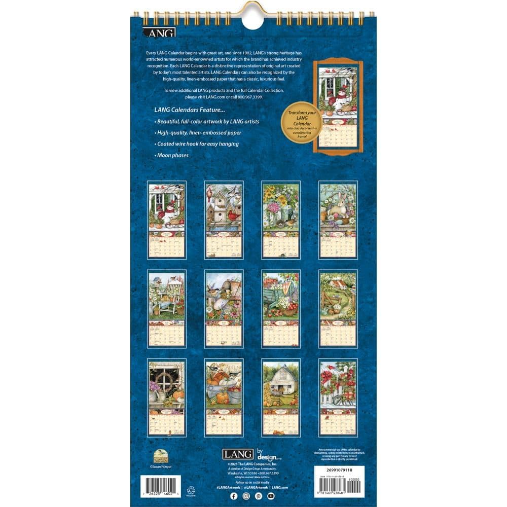 Lang, Heart and Home Vertikaler Wandkalender 2026, 20,3 x 40,8 cm, 12-Monatskalender mit gehefteter Bindung