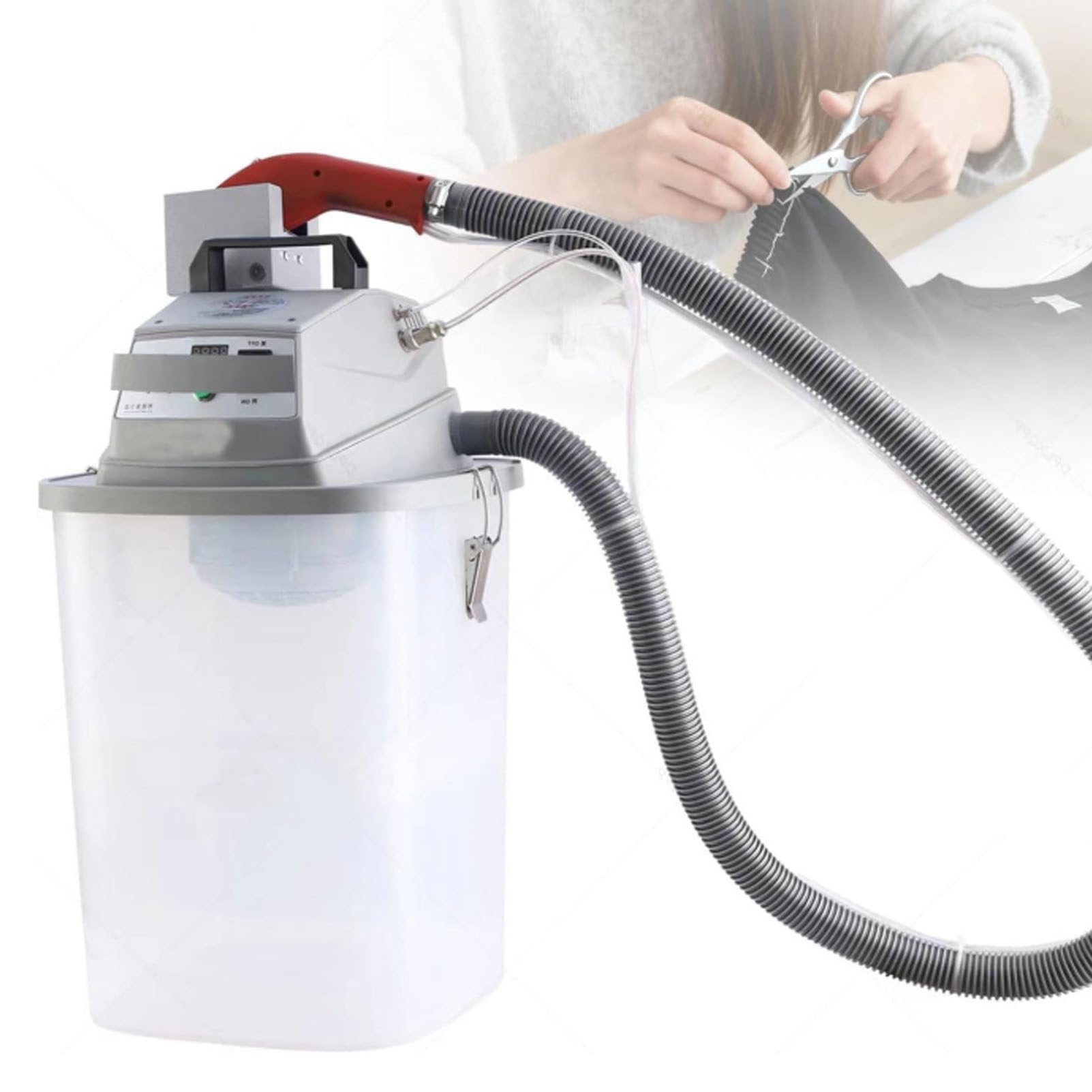 Oiyekntd Fabric Thread Trimmer, Electric Brushless Thread Trimmer, for Various Fabrics Like Clothing, Embroidery, Shoes and Bags, Industrial Garment Thread Trimming Machine with 30L Storage Bucket