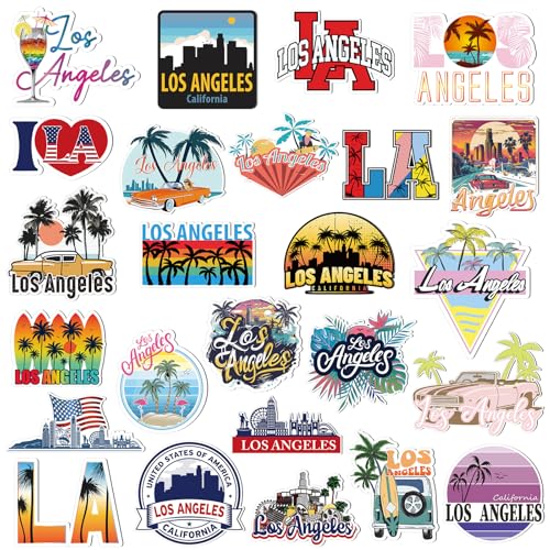 Fabbay 25 Pcs Los Angeles Fridge Magnet Magnetic Refrigerator Stickers Los Angeles Souvenirs Gifts...