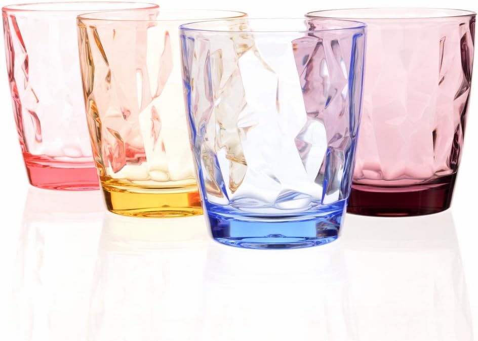 YINJOYI 300ml Plastic Tumblers Drinking Glasses Set Plastic Cups Water Juice Glassware Reusable