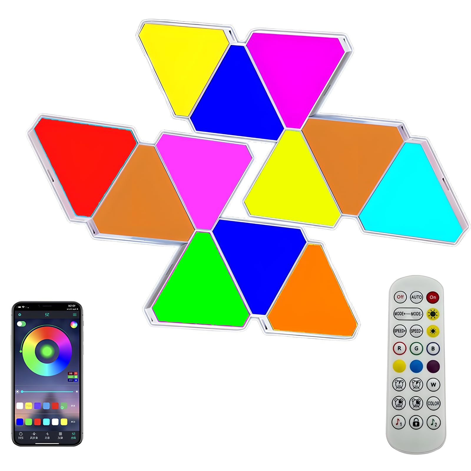 Led Light Panels, 6 Rgb Gaming Lights, Diy Triangle Led Wall Lights Music Sync, Light Follows Sound, App and Remote Control, Free Splicing Shape, for Gaming Rooms, Internet Cafes, Bedrooms, Offices