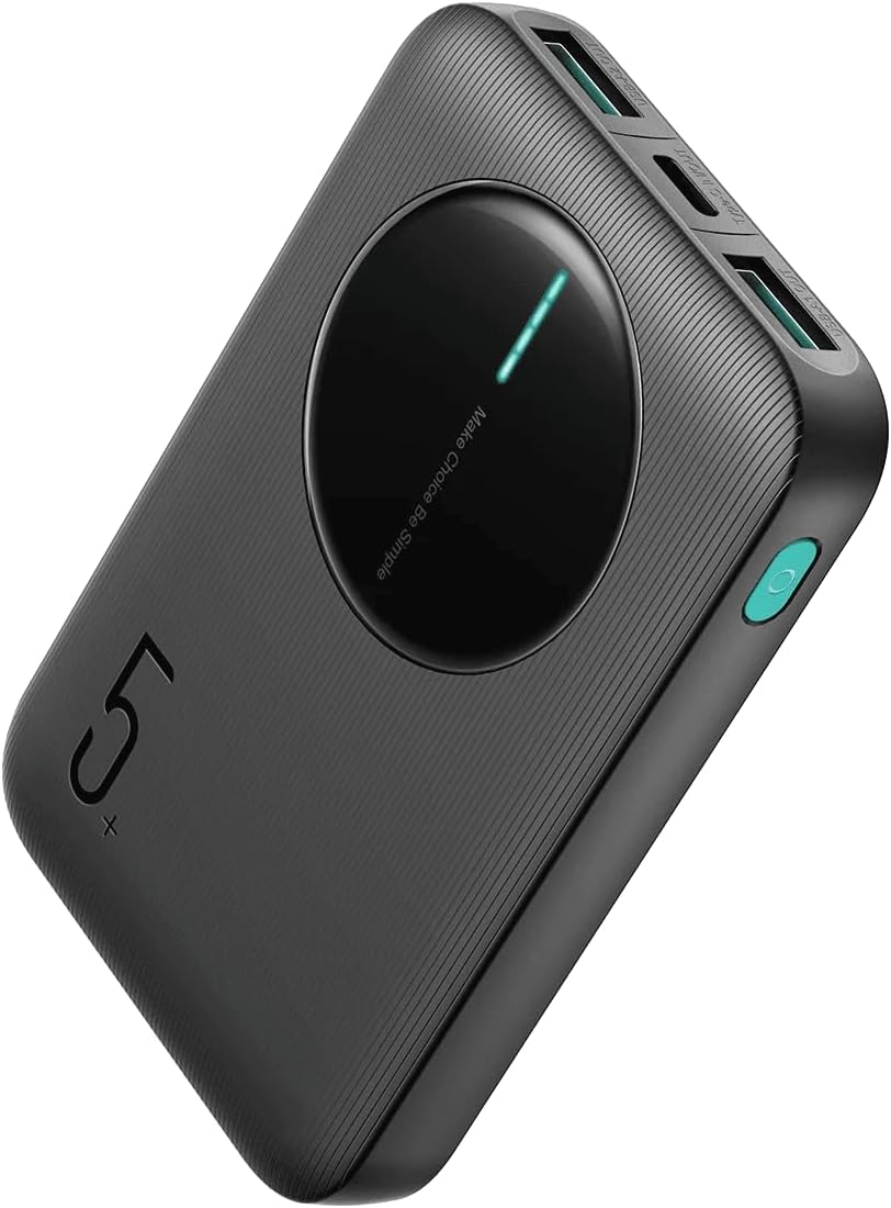 باور بانك محمول JR-PBF13 سعة 5000 مللي أمبير في الساعة مع منفذي USB-A و1 × USB-C - شحن سريع 2.4 أمبير - أسود من جوي رووم