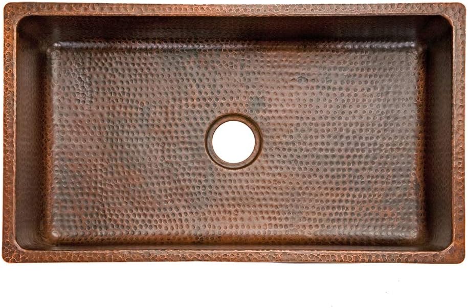 33" Hammered Copper Single Basin Drop-In Kitchen Sink