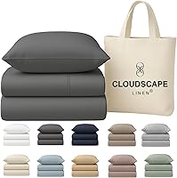 Vista 20 de Cloud Scape Linen - Juego de sábanas de 100% algodón egipcio, tamaño individual, juego de ropa de cama de lujo de 3 piezas, 400 hilos, calidad