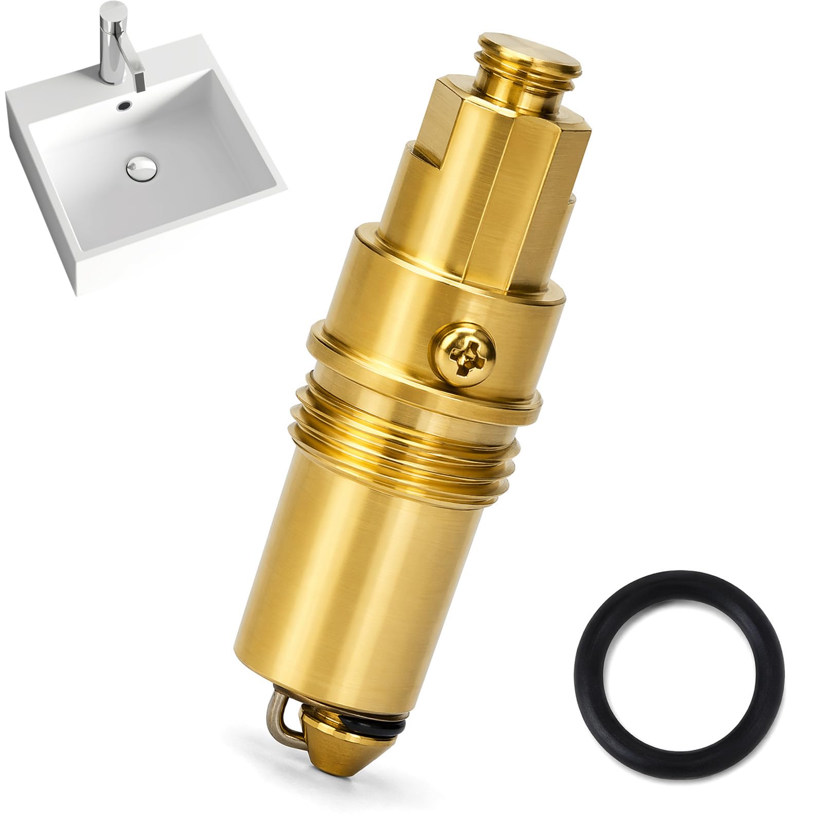 Universal Basin Pop Up Click Clack Plug Replacement - Solid Brass Slotted Sink Drain Stopper with Spring Loaded Core for Bathroom Washbasins and Bathtubs