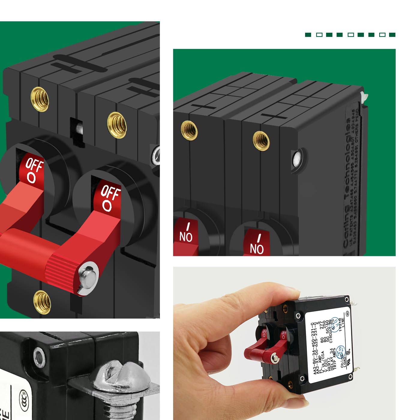 A-Series Red Toggle AC/DC Double Pole 5A Boat Magnetic Circuit Breaker - 5 Amp Protects Low Power Devices for Yachts, Motorhomes, Campers and Caravans