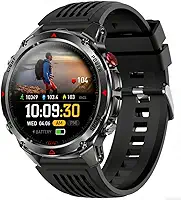Smartwatch Relógio Inteligente com GPS, Tela 1,46", 3ATM Grau Militar Água Digital Masculino Lanterna, 4 Botões, Preto, 540mAh, Bluetooth 5.3 Instantâneas