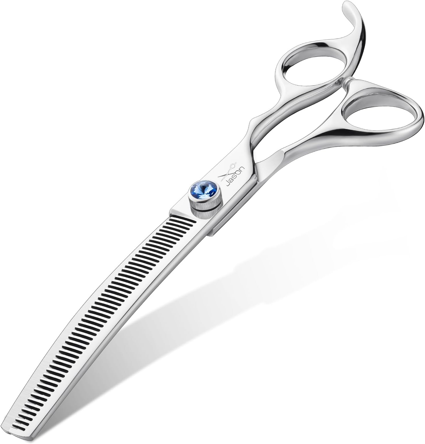 7" Curved Dog Scissors - Ergonomic Grooming Scissors, Silver, 440C Stainless Steel, Professional Pet Shears (50-Teeth) Christmas Gift