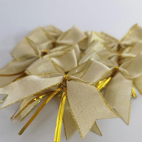 Miniatura 8 de 50 lazos de oro blanco de 3-12 pulgadas con lazos giratorios para envolver regalos, embalaje, decoración de Navidad (W.Gold)