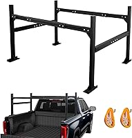 LMYYGOO Adjustable Aluminum Truck Ladder Rack with Side Bars, 1000 LBS Capacity, Universal Fit for Pickup Trucks & Trailers