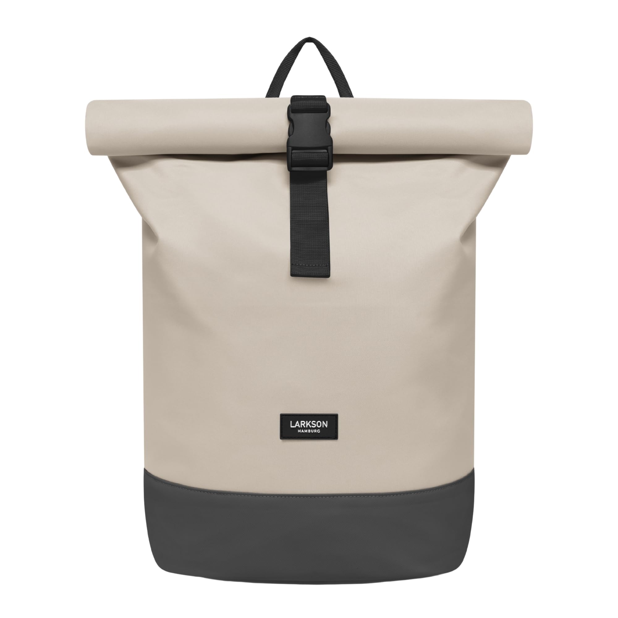 LARKSON Sac à Dos Femmes & Hommes Beige Gris - Janne - Sac à Dos Rolltop avec Compartiment pour Ordinateur Portable pour Université Travail Voyages & Vélo - Medium Backpack - Hydrofuge