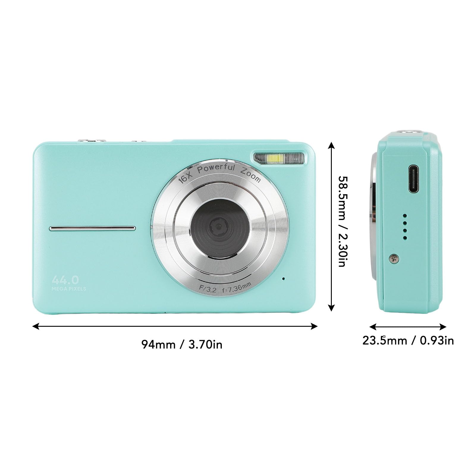 Fotocamera Digitale, Sensore CMOS, Zoom 16x, Fotocamera Digitale Compatta da Viaggio per Adolescenti (GREEN)