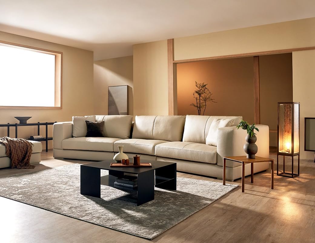 Fabrique Archi Leatherette 5 Seater Modern Design Sofa Set with Puffy | Premium Luxury Comfortable Soft & Smooth | for Living Room Bedroom Office Home | Easy to Move with Stainless Steel Legs | Cream-image-32