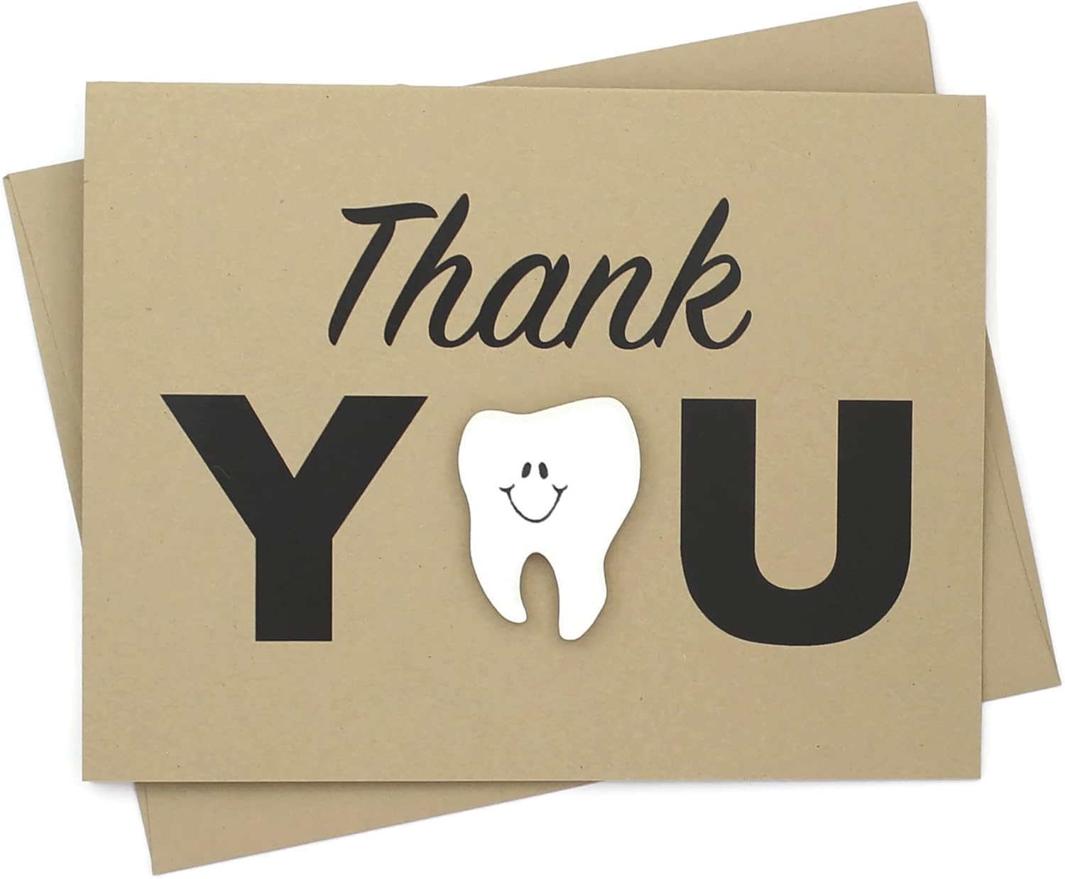 Tooth Thank You Card for Dentists Pack of 10 | Handmade Dental Hygienist Greeting Notecard | Pastel Blue