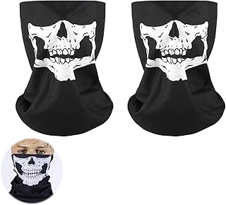 2 Stück Skelett Maske, Schädel Gesicht Schlauch Maske Bedrucktes Multifunktionstuch Schutztuch Skelett Sturmmaske Atmungsaktives Multifunktionstuch mit Skull-Design - Halstuch für Motorrad Erwachsene