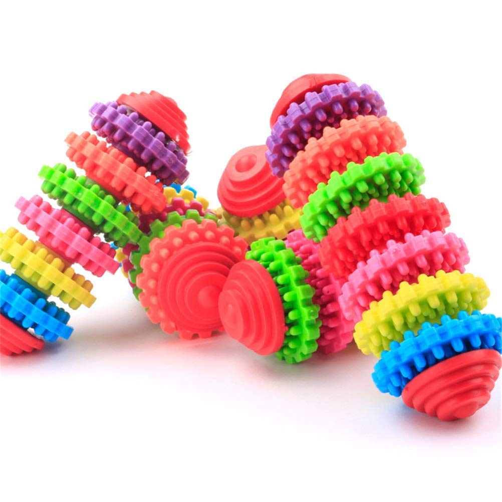 MU Durable Salud Engranaje Goma Dentición Dientes de Goma Mascota Perro Gato Juguetes Mascota Dental Perlopista Perro Masticar Juguetes para Pequeños Perros S Suministros para Mascotas,7 Colores