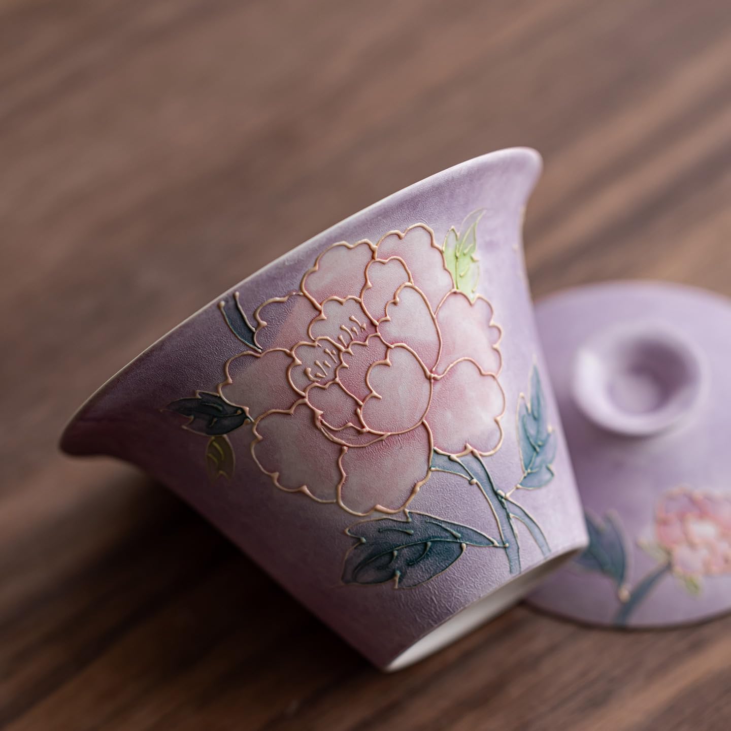 Keramik-Teetasse Handbemalte Pfingstrose Ercai Abgedeckte Schüssel Haushalt Keramik Teeschale Teeset Teetasse Einzel Nicht Heiß Tassen für Tee