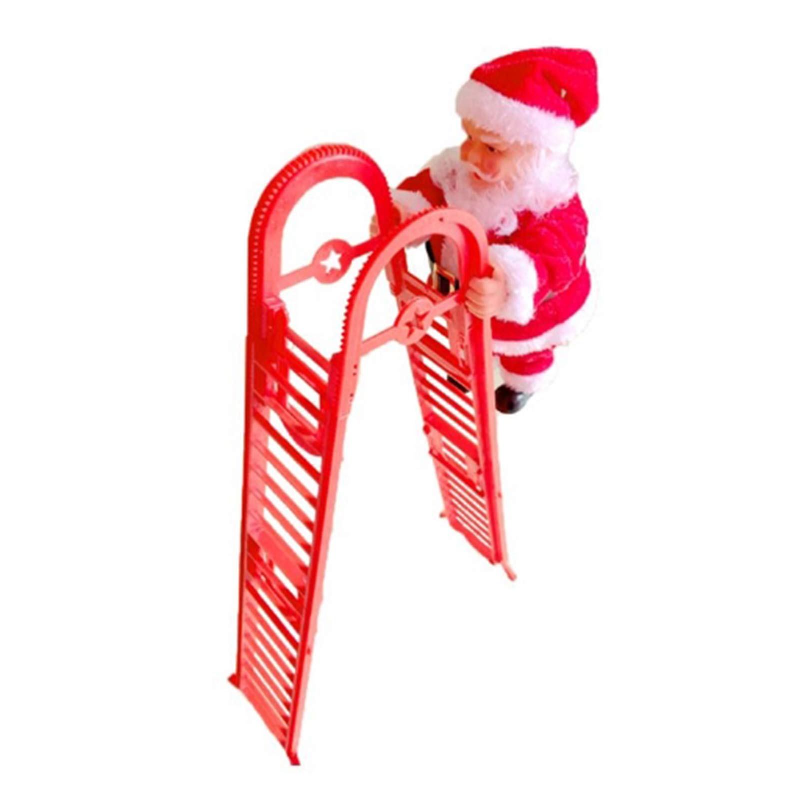 Babbo Natale Che Sale La Scala Elettrico Con Musica - Decorazione Natalizia A Due Corsie, Con Scala Curva, Per Albero E Casa, Rosso - 3