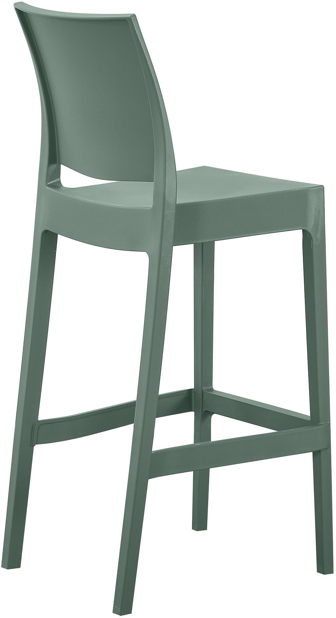 CLP Taburete Alto Exterior apilable Flamur, Taburete de jardín de plástico Resistente a la Intemperie y a los Rayos UV, soporta hasta 150 kg, Color:Oliva
