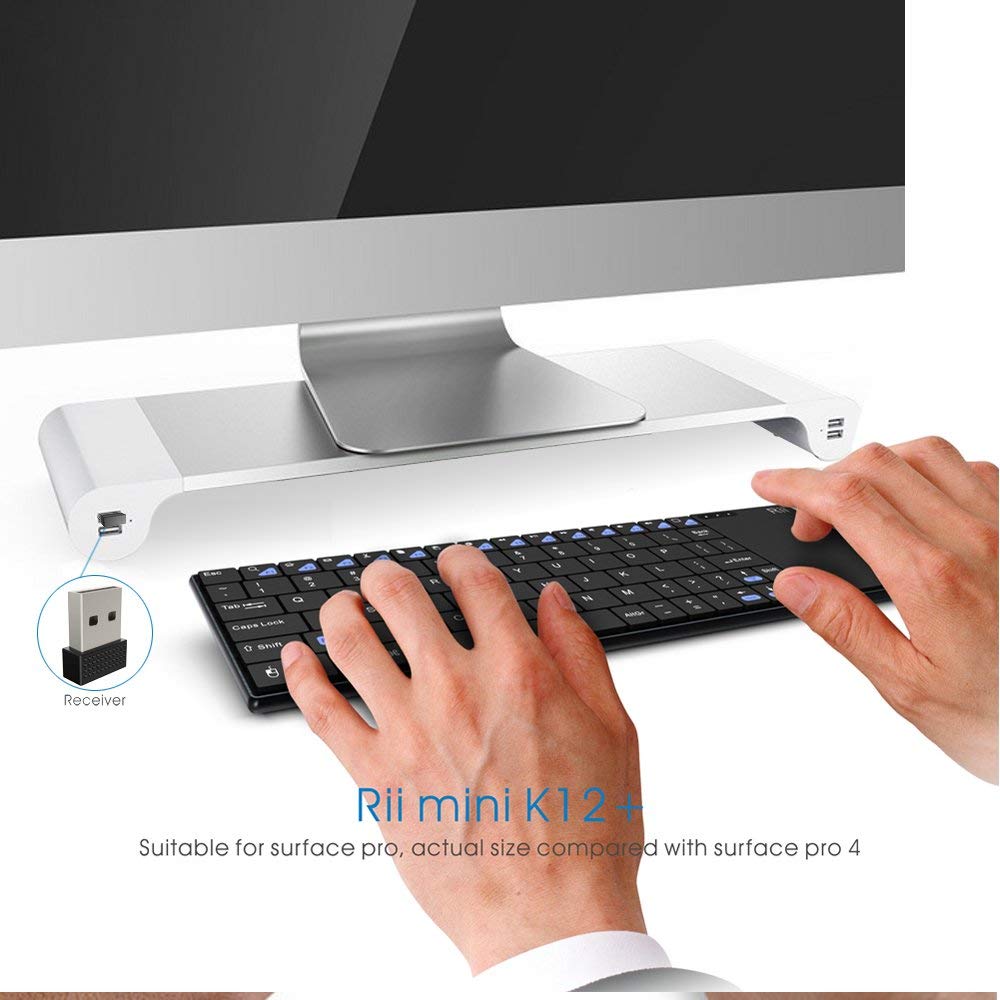 Rii Mini Clavier 2.4GHz sans Fil AZERTY (Version française) avec Grande Taille Touchpad pour Smart TV,HTPC,TV Box,Raspberry PI, Mac OS,Linux,Android,Windows 2000 XP Vista 78,Sony PlayStation 3